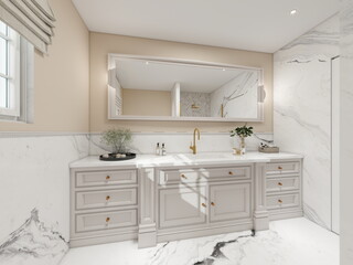 baño moderno de casa de diseño . estética minimalista clásica 