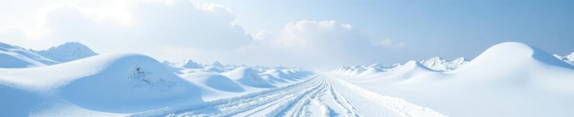 Obraz premium Large snowbank stretches across barren ground, snowdrifts, frozen earth