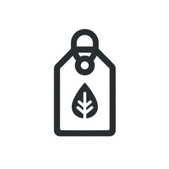 Vector icon of an eco-friendly clothing tag symbolizing sustainable fashion and ethical textiles, transparent background