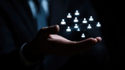 Naklejka premium Global Network in Hand, Connecting People Through Technology