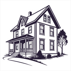 silhouette home image on white background