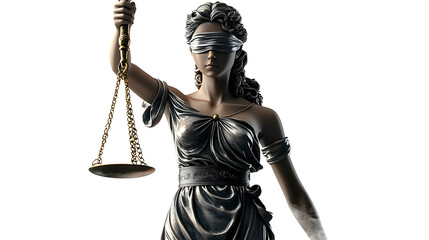 Lady Justice Blindfolded with Scales - Symbol of Fairness on Transparent Background PNG