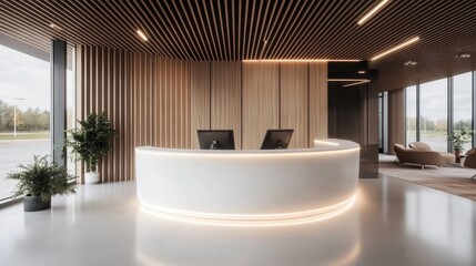 Fototapeta premium Chic interior design elements in a contemporary reception area.
