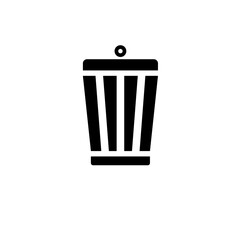 Trash Can, Disposal Waste, Recycle Bin Solid Flat Vector Icon Isolated on White Background.