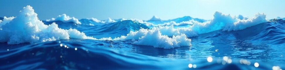 Fototapeta premium Deep blue icy waves, abstract background design, concept, pattern, blue