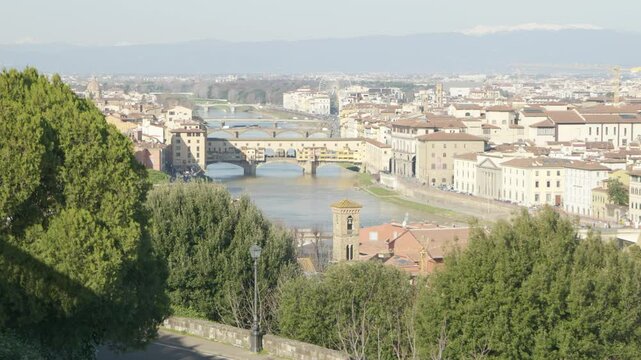 Iconic Bridge in Florence City Center from vantage point