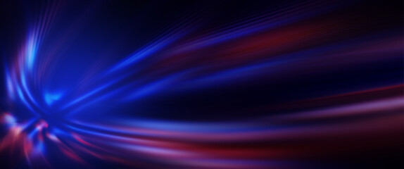 Dark abstract background with neon light, blurred lines
