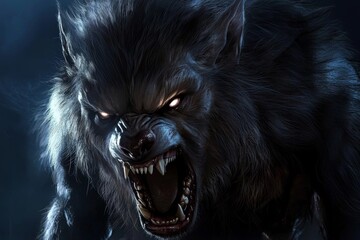 Naklejka premium The eerie allure of a fantasy creature revealed in dark woods.