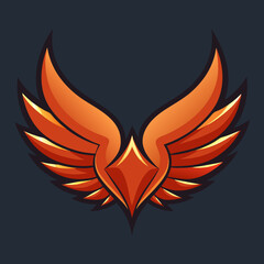 Abstract design featuring vibrant orange wings against a dark background