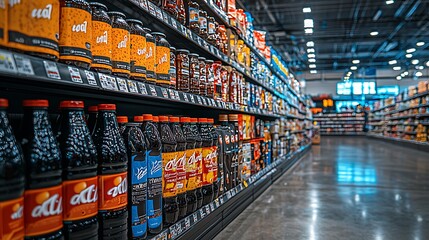 Supermarket Aisle Abundant Food Beverage Products Shopping Retail Store