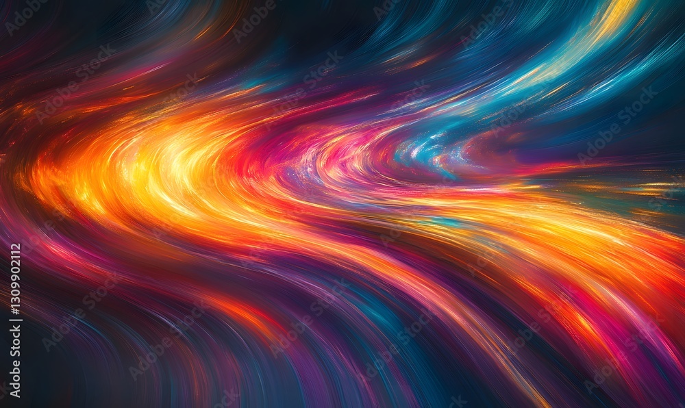 Poster vivid abstract swirls of light and color flowing in a dynamic wave pattern