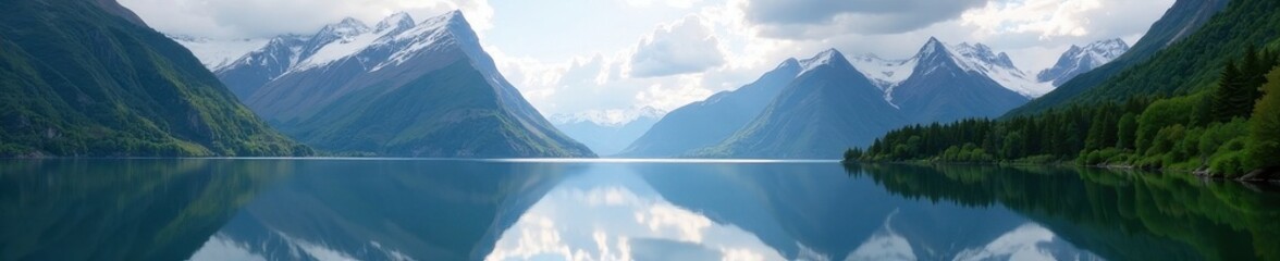 Majestic Fiordland mountains reflecting in still lake, travel photography, outdoor, remote