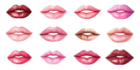 Obraz premium Woman lip element set on transparent background
