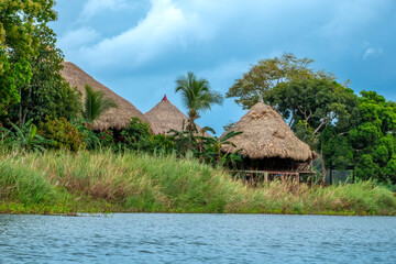 View of an Ember&aacute; village from the Chagres river, Chagres National Park, Panama