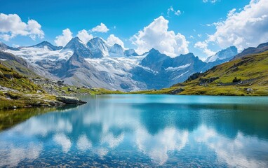 Fototapeta premium High-Altitude Lake Surrounded By The Swiss Alps