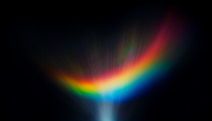 small abstract colorful rainbow light leak prism flare photography overlay on black background