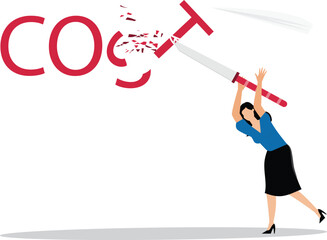 Cost cutting concept, reducing expenses and profit improvement, symbol of depicts inflation