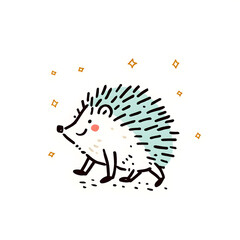 Delightful hedgehog doodle, fantasy-style line art 