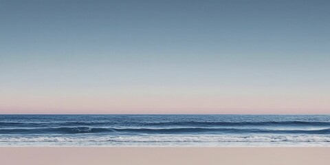 Fototapeta premium Minimalistic seascape with soft pastel hues mirrored on tranquil waters, fostering peace and a feeling of rejuvenation.