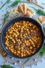 homemade chickpea casserole recipe with bread and mushrooms