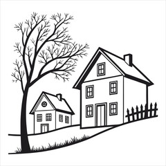 Fototapeta premium silhouette houses icon symbol vector illustration