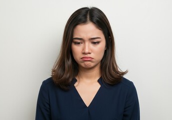 Obraz premium Emotional Indonesian Woman Conveying Sorrow and Disappointment