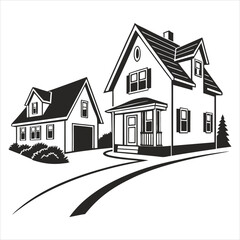silhouette houses icon symbol vector illustration