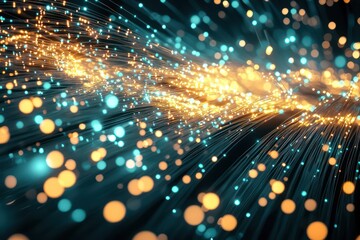 Obraz premium Fiber-optic glow illustrates global connections, abstract tech design.