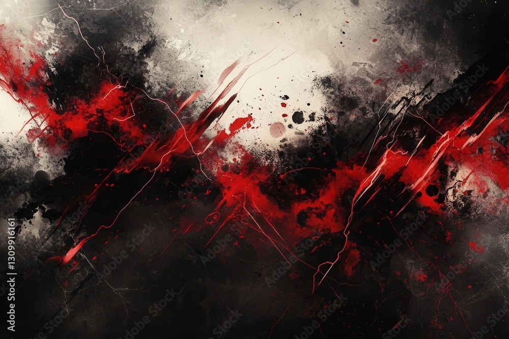 Poster Chaotic representation of anger with sharp red and black strokes along with striking lightning effects Generative AI