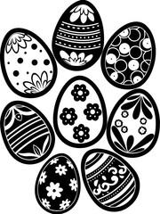 Fototapeta premium Black and White Easter Egg Outlines