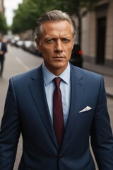 Fototapeta premium arafed man in a suit and tie walking down a street