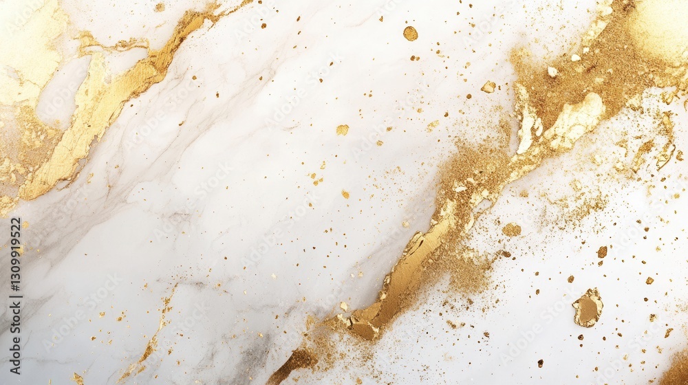 Aufkleber Luxurious golden accents on white marble texture create an elegant and minimalistic design ideal for upscale interiors