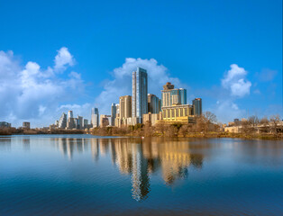 Obraz premium The rising skyline of central Austin, Texas, USA.