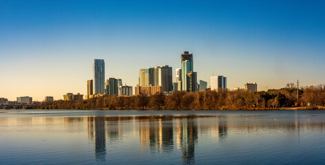Obraz premium Panoramic view of the skyline of downtown Austin, Texas, USA