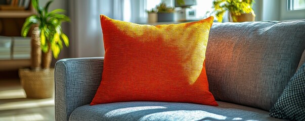 Bright orange pillow featuring honed smooth fabric texture, ideal for summing up modern home decor with vibrant pop of color and plush comfort.