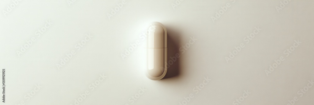 Aufkleber Minimalist perspective of a single capsule on a white background showcasing soft shadows and hyper realistic details Generative AI