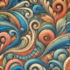 seamless pattern with colorful leaves 