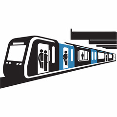 Train at station with passengers boarding and alighting