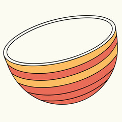 vector illustration of a bowl of fruit and dish