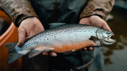 Large fresh fish held by two hands.