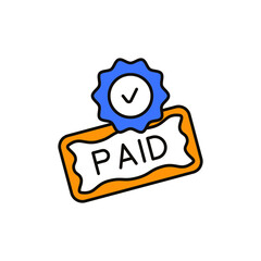 Colored Invoice Icon with Checkmark for Paid Bills and Completed Payments.