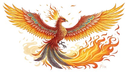 Fototapeta premium phoenix rising from flames