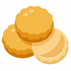 Close-up of fluffy golden biscuits on a white background, ideal for baking