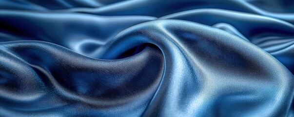 Obraz premium Navy Blue Silk Satin Texture Background with Beautiful Soft Wavy Folds Creating a Dark Elegant Space
