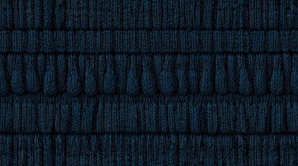Fototapeta premium Dark Blue Knitted Fabric Texture with Intricate Stitch Patterns