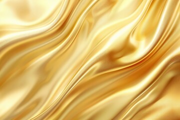 Fototapeta premium Shiny Golden Silk Fabric with Delicate Waves and Flowing Ripples in Soft Light