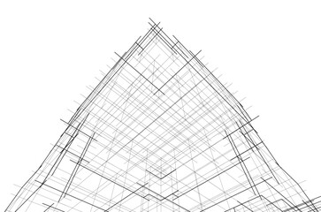 Architectural Grid Composition of a Futuristic Cityscape
