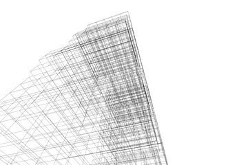 Abstract Facade of a Modern Building in Line Drawing