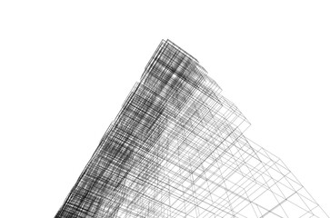 Wireframe Perspective of a Modern Skyscraper