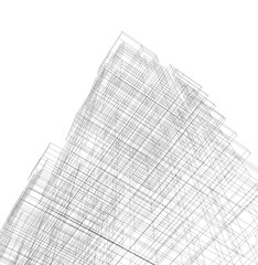 Abstract Facade of a Modern Building in Line Drawing